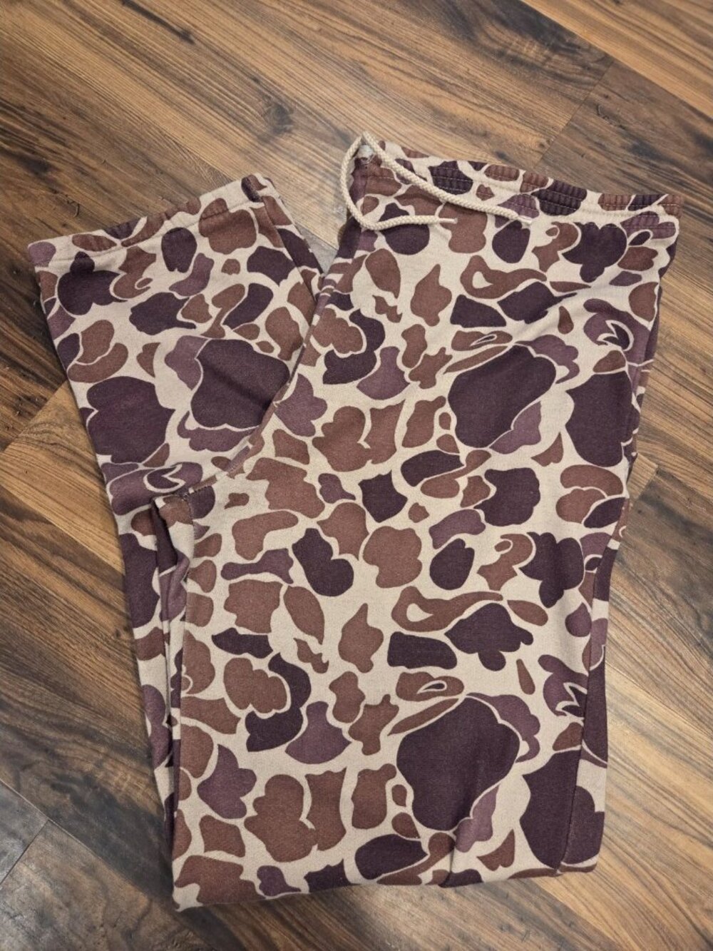 VTG 80's Duck Bay Camo Sweatpants Duck Frog Camouflage Size Large Drawstring